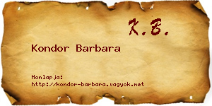 Kondor Barbara névjegykártya